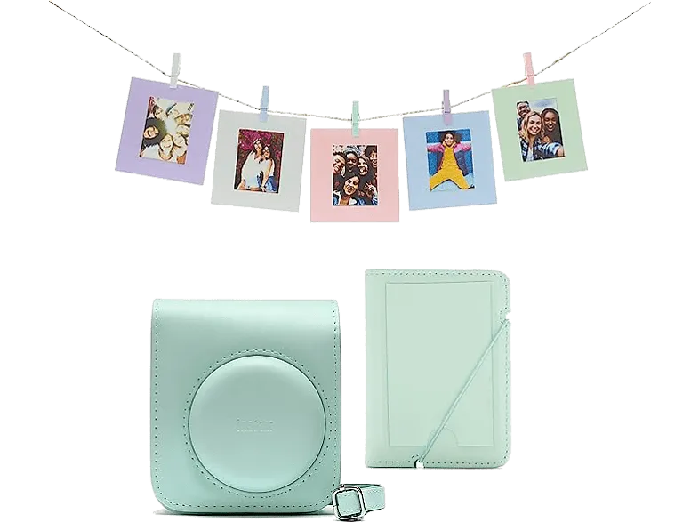 Accesorio cámara instantánea - Fujifilm Kit Instax Mini 12, Funda, 10 sobres, Cuerda,  Verde