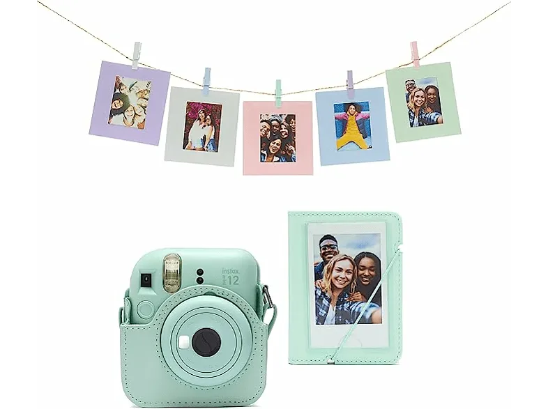 Accesorio cámara instantánea - Fujifilm Kit Instax Mini 12, Funda, 10 sobres, Cuerda,  Verde